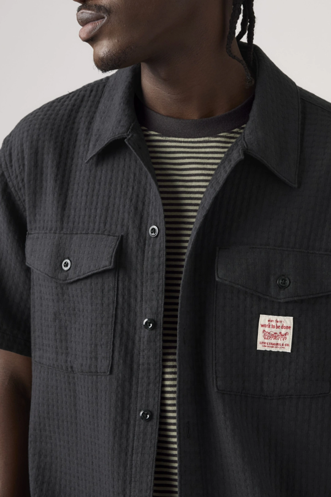 Levi's Chemise Worker Manche Courte - Homme - Noir / Dark Phantom - 2XL - 2