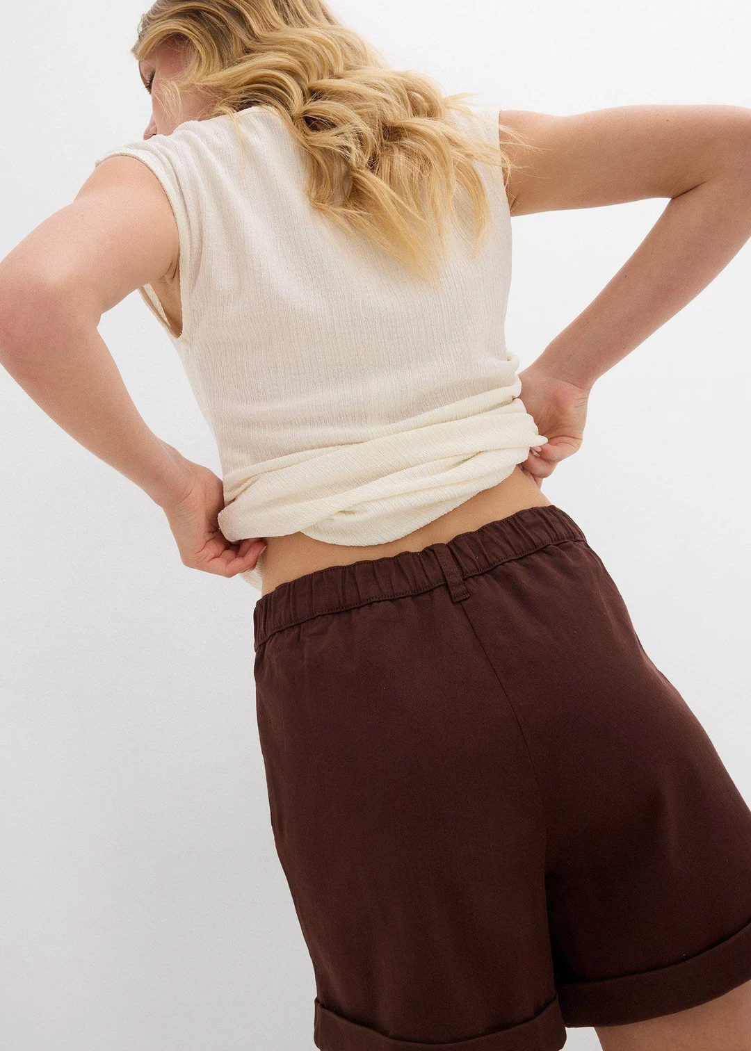 Short en twill, taille haute - 3