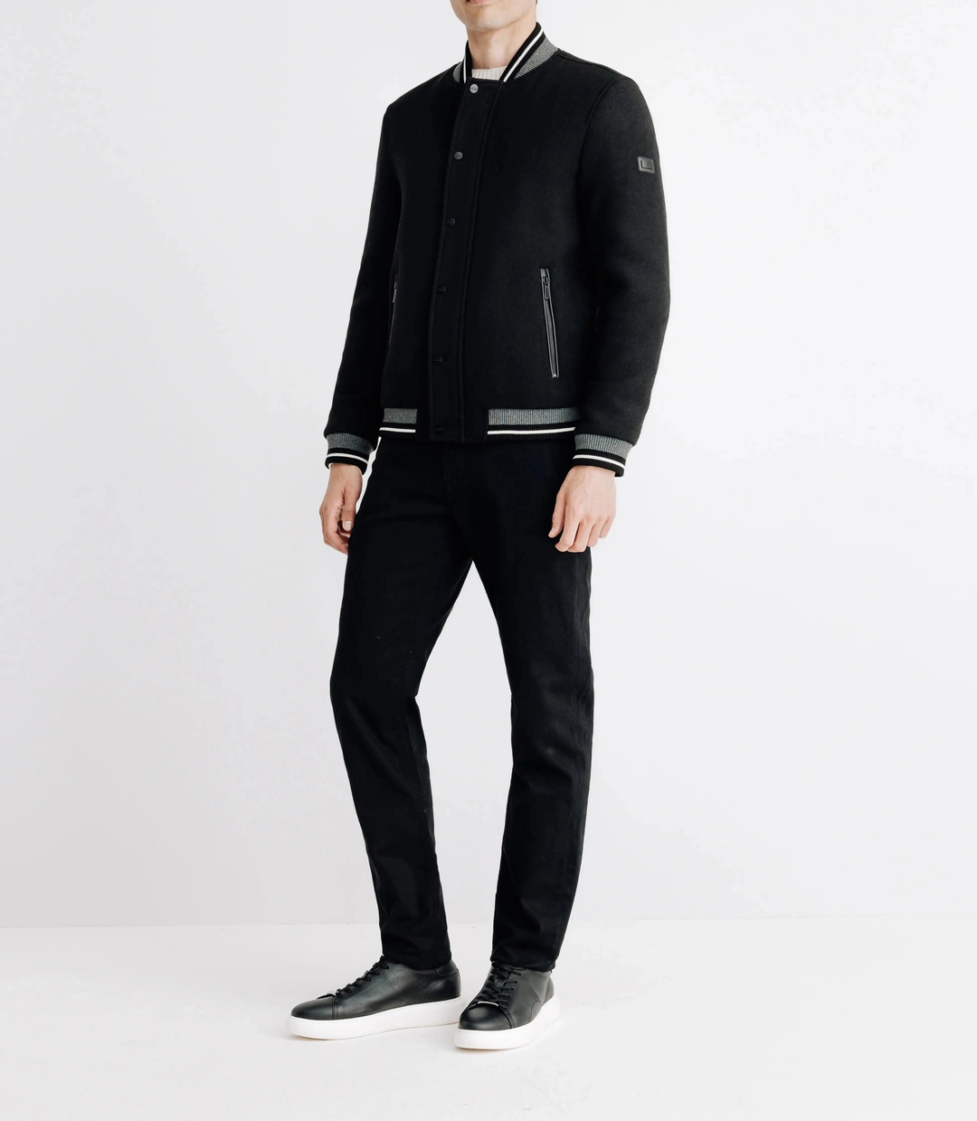 IZAC - Blouson teddy en laine noir