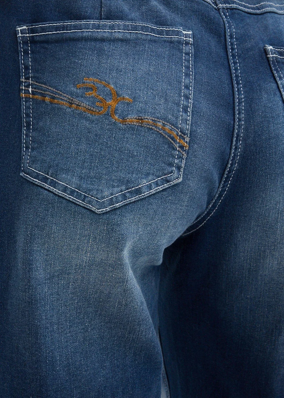 Jean large taille mi-haute élastiquée