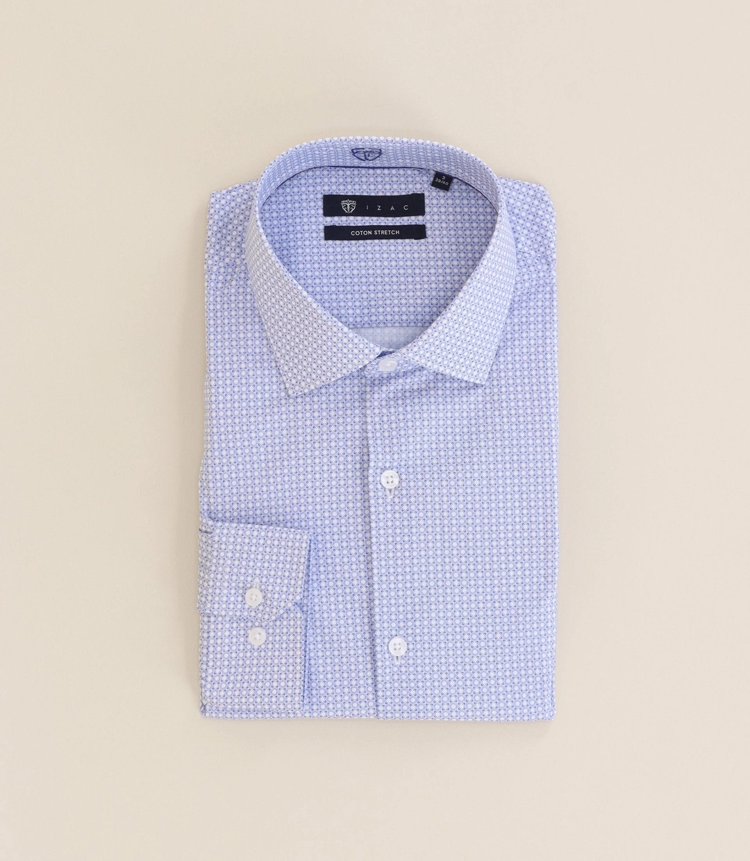 IZAC - Chemise imprimée col semi italien ciel