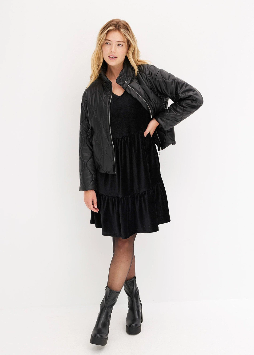 Robe courte en velours extensible - 2