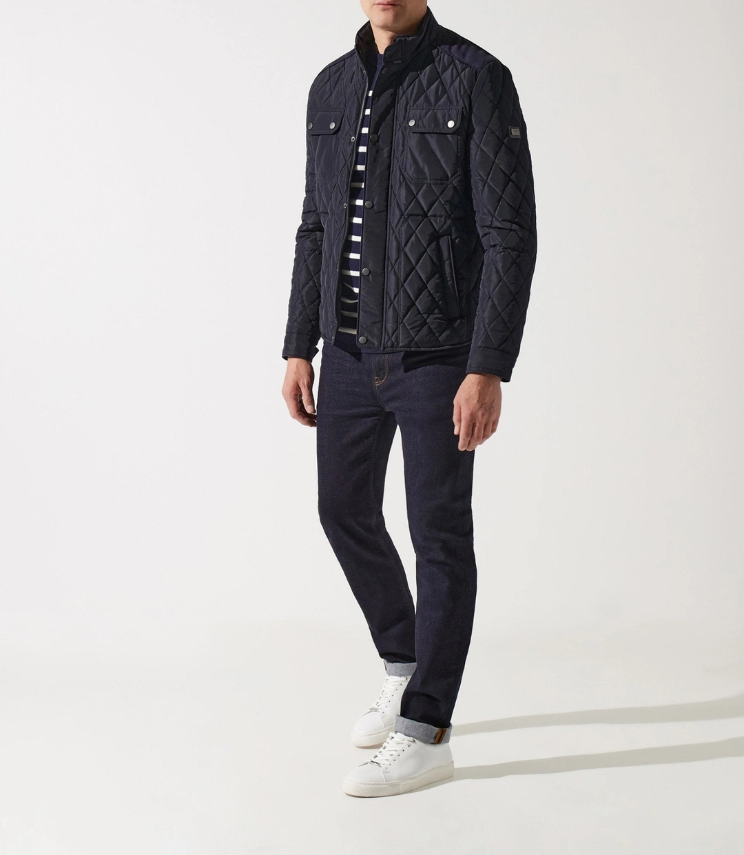 IZAC - Blouson surchemise à col montant matelassé marine MACEO