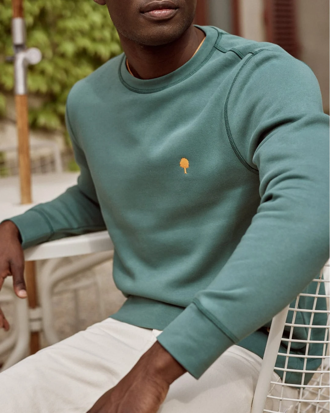 Sweat col rond vert clair grisé - DONZY