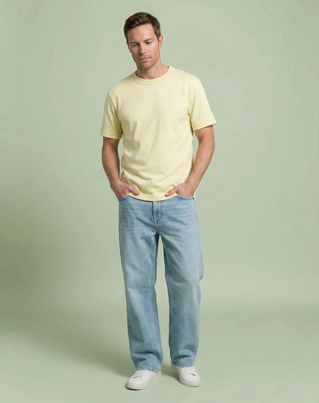T-shirt épais en Coton Bio - Jaune beurre - Lemahieu