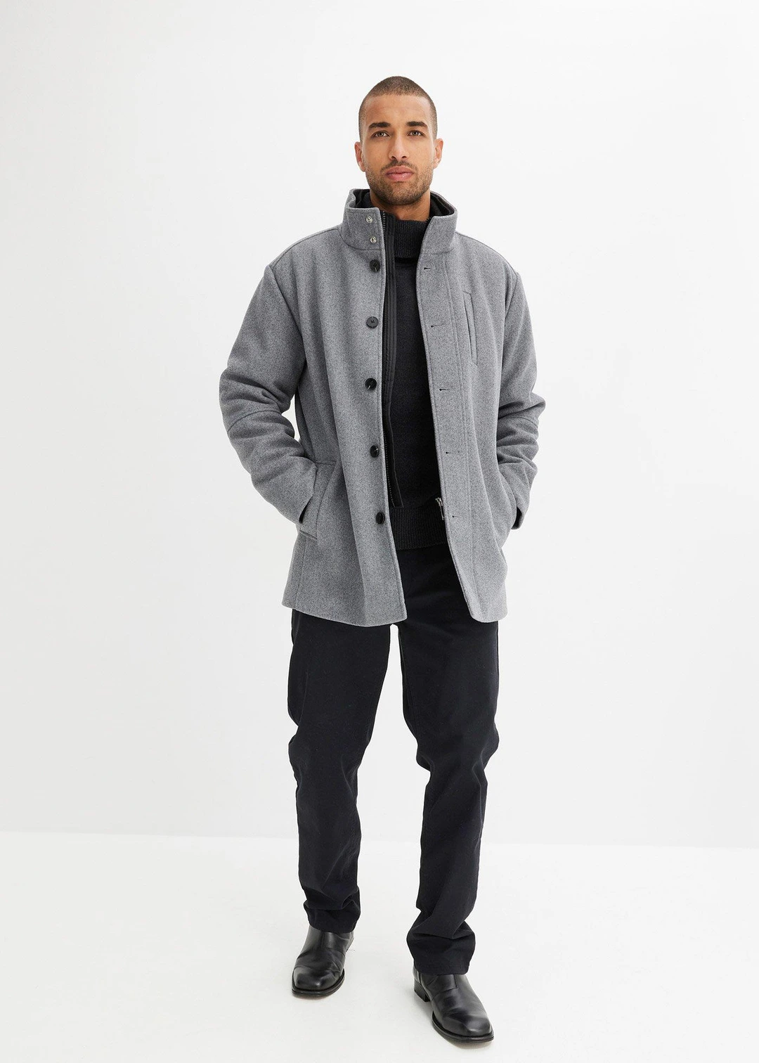 Veste d’hiver aspect laine avec empiècement coupe-vent - 2