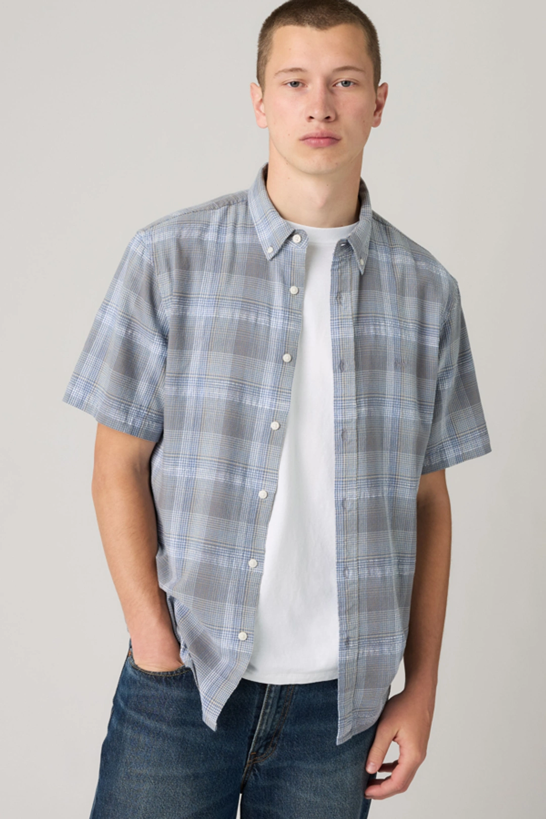 Levi's Chemise Manche Courte Col Boutonné Authentic - Homme - Rose / Woodrose Garment Dye - 2XL