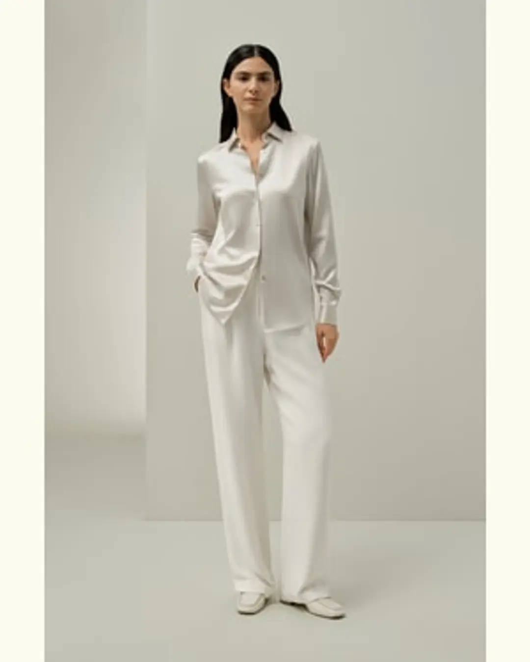 LILYSILK Chemise En Soie À Col Étalé Soie 100 % Luxueuse Sophistiqué Et Élégant Douceur Contre La Peau Gris Pâle Xs