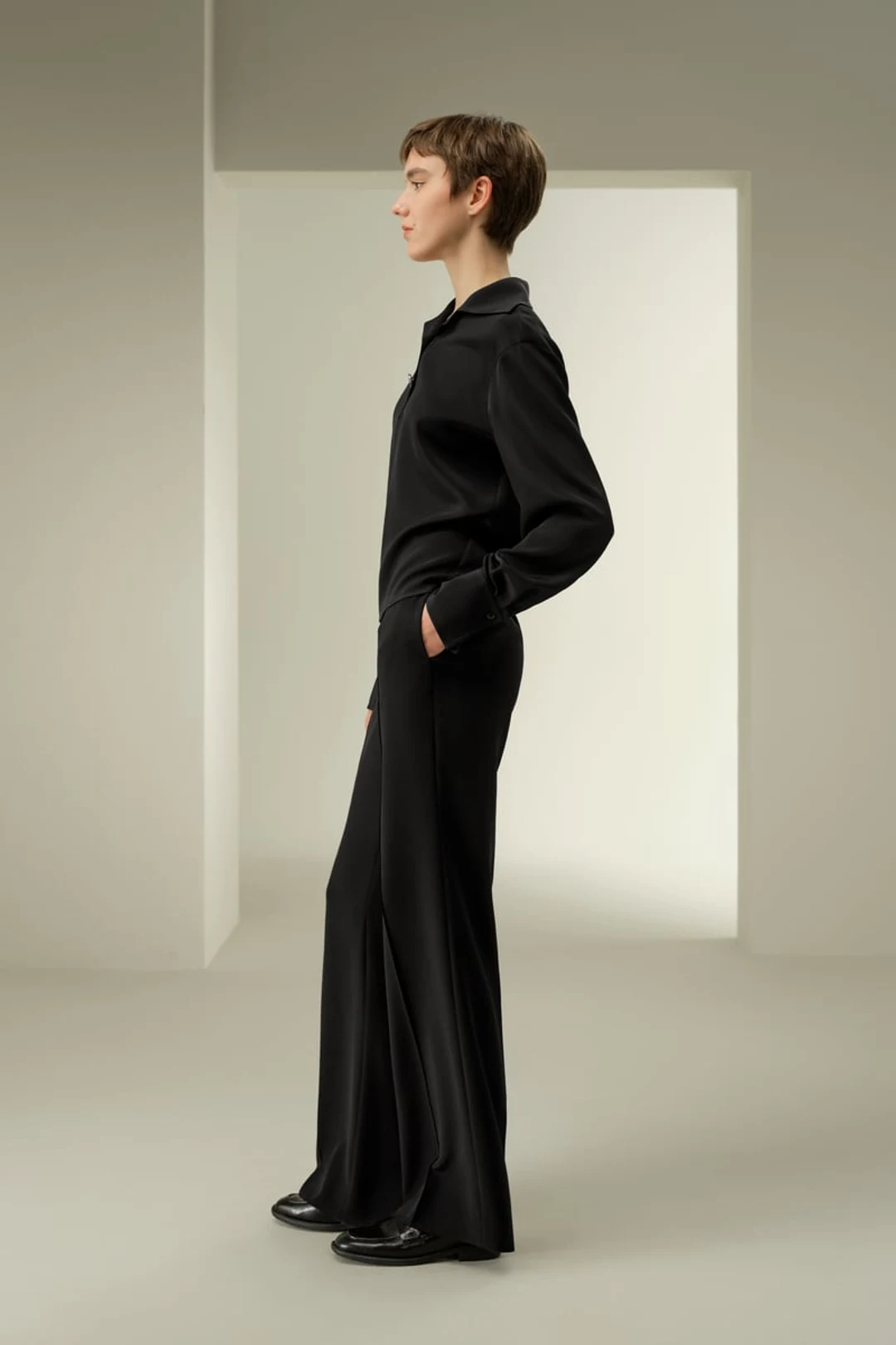 LILYSILK Chemisier Soie Extensible Noir M - Élégant & Fluide, Col V, Crêpe de Soie 30 mm