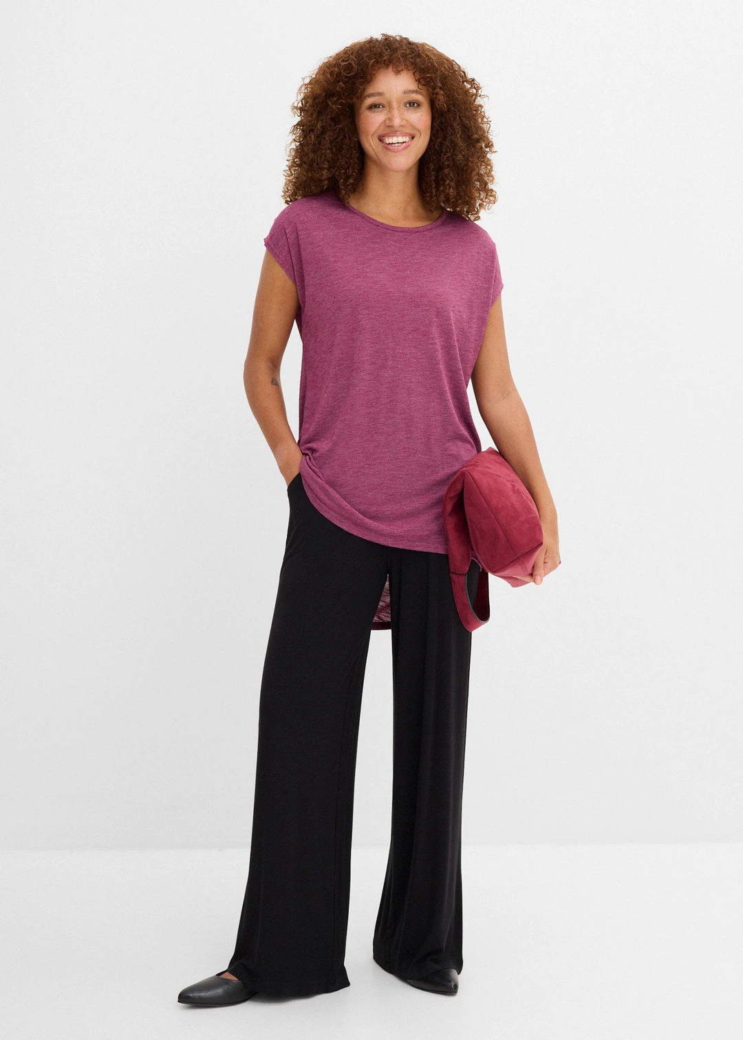 T-shirt long en viscose mélangée