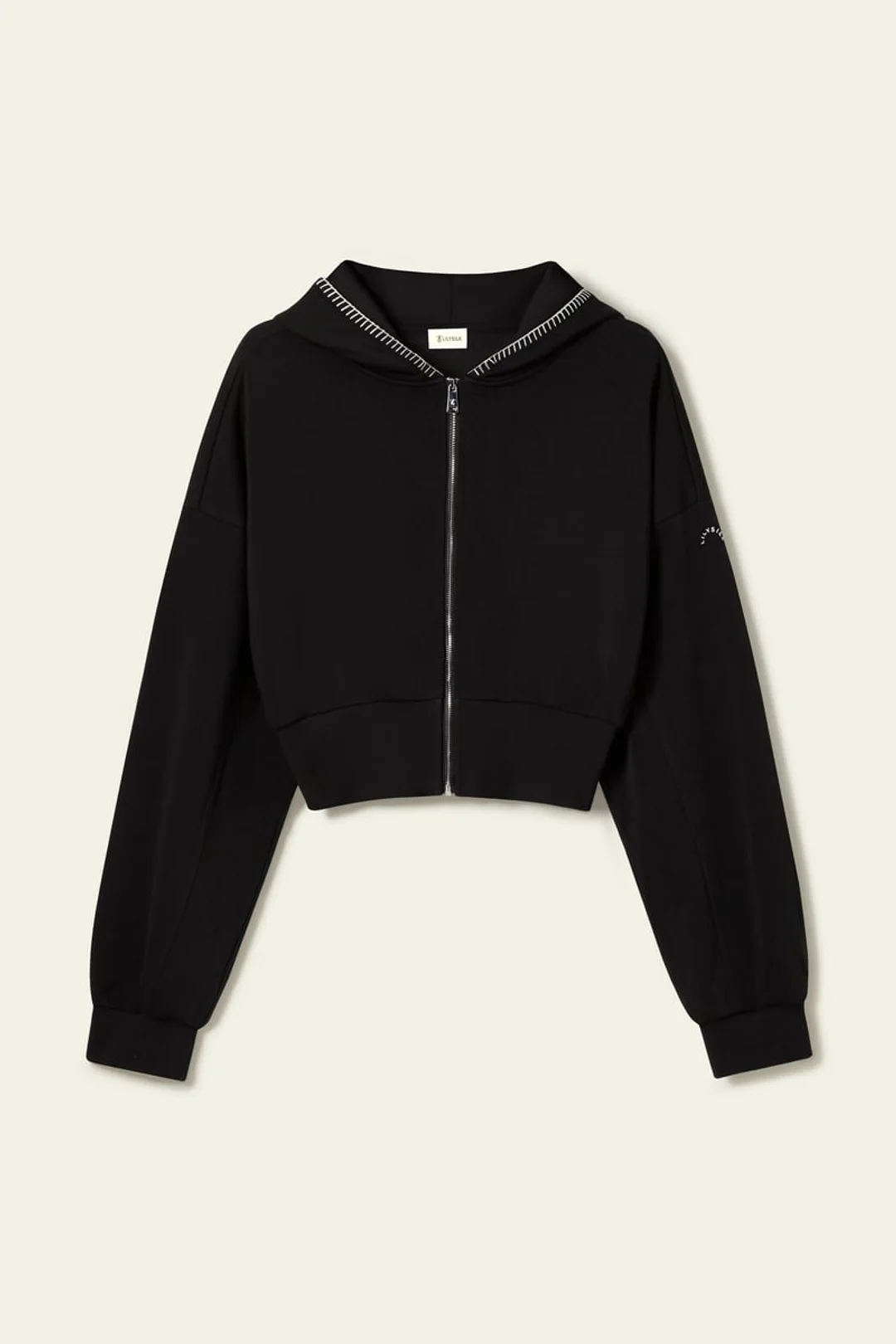 LILYSILK Sweat à Capuche Seamflow Drift Gris Chiné S - Doux, Respirant et Confortable en Soie Mélangée, Coupe Courte