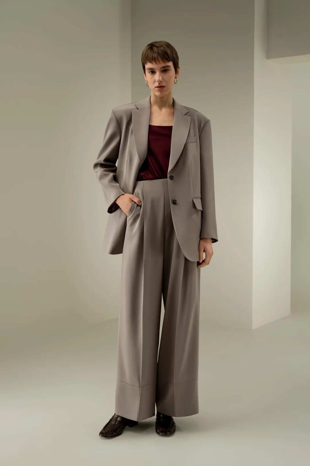 LILYSILK Blazer Oversize Épaules Rembourrées Femme Crêpe Soie Extensible Élégant Décontracté Feuille de Thé XL