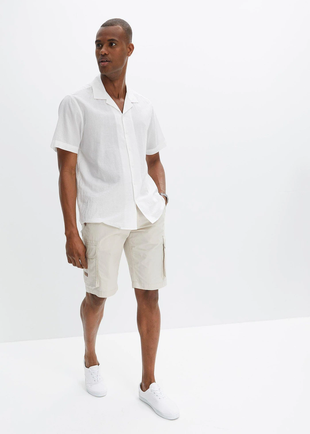 Bermuda cargo avec ceinture et taille élastiquée, regular - 2