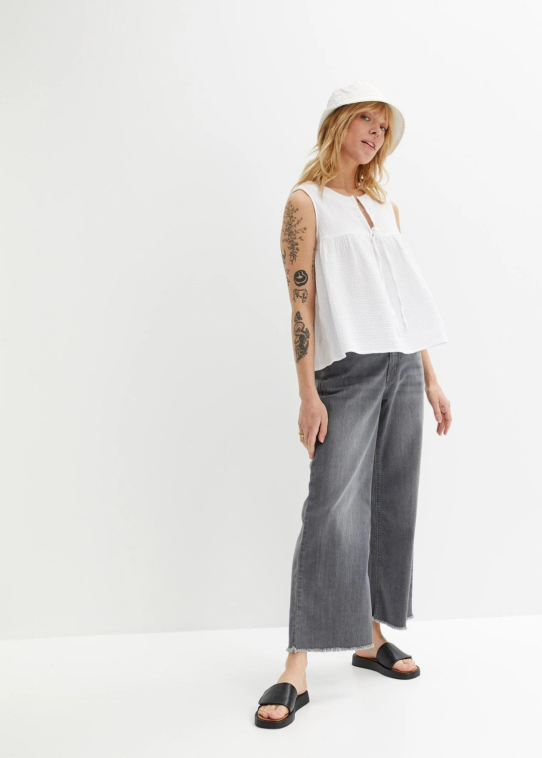 Jean large 7/8 extensible - 2