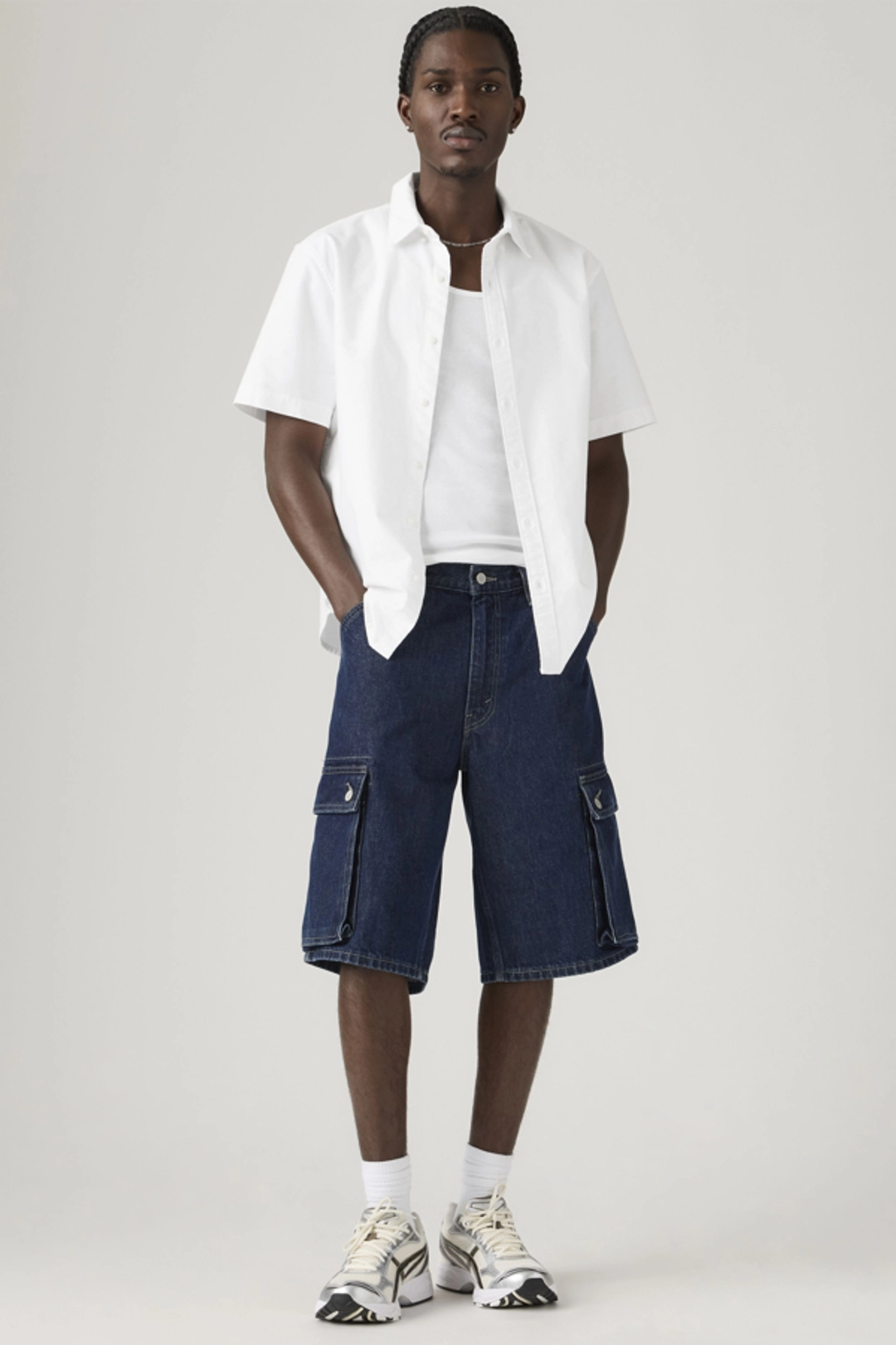 Levi's 478 Baggy Cargo Shorts - Homme - Bleu / My Pockets Full Shorts - 38X12
