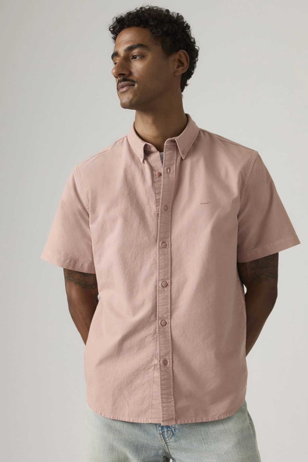 Levi's Chemise Manche Courte Col Boutonné Authentic - Homme - Rose / Woodrose Garment Dye - 2XL