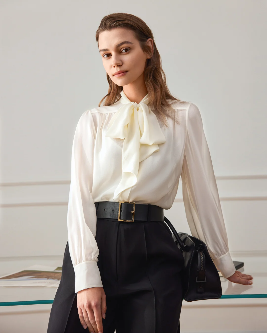 LILYSILK Chemisiers En Soie Rouge Conception De Noeud Papillon 100% Soie Pure Léger Et Résistant Aux Rides S