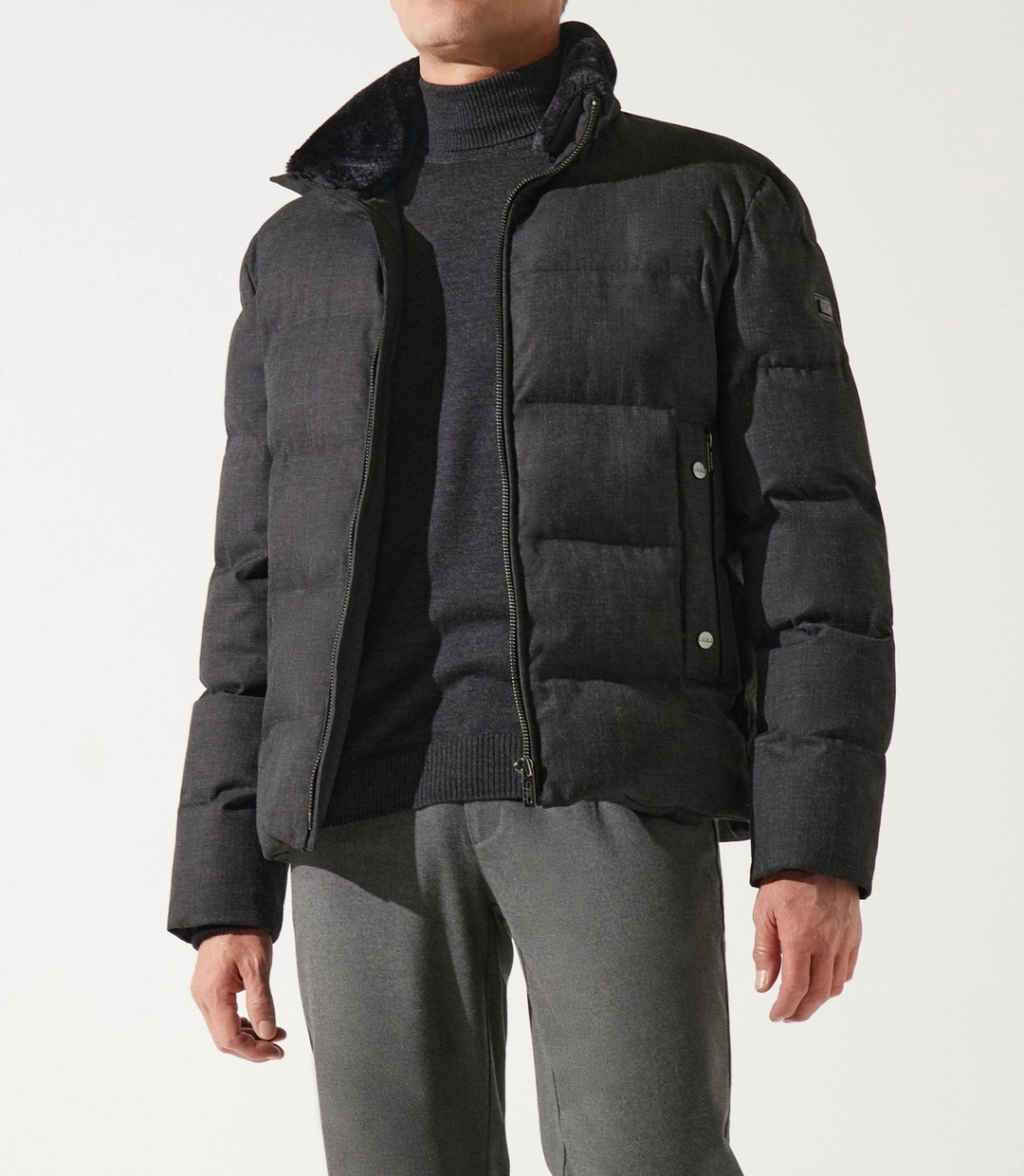 IZAC - Doudoune col montant matelasse anthracite MAJORQUE