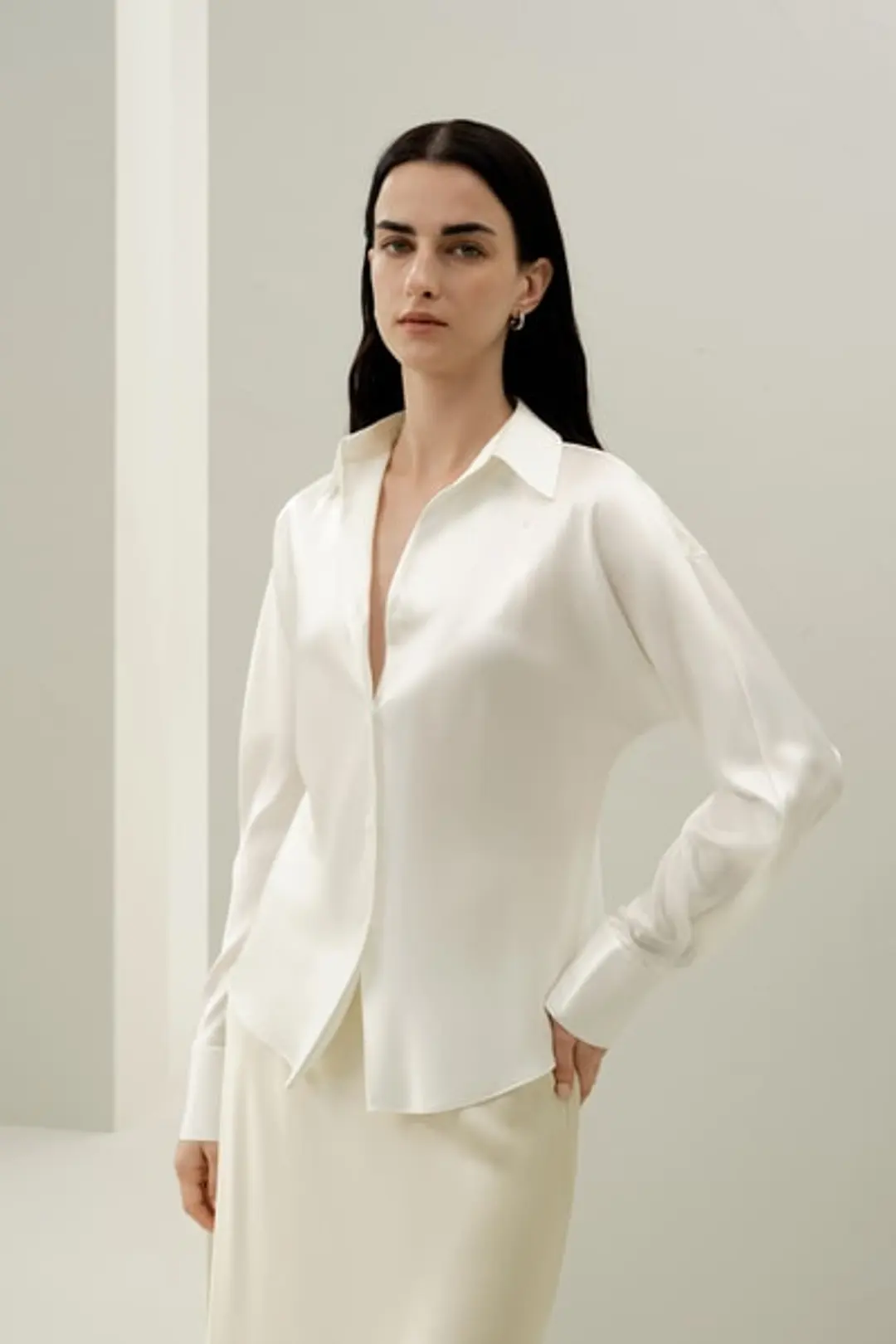 Chemise en Soie Coupe Biais de Luxe | Chemisier Premium Lavable pour Femmes