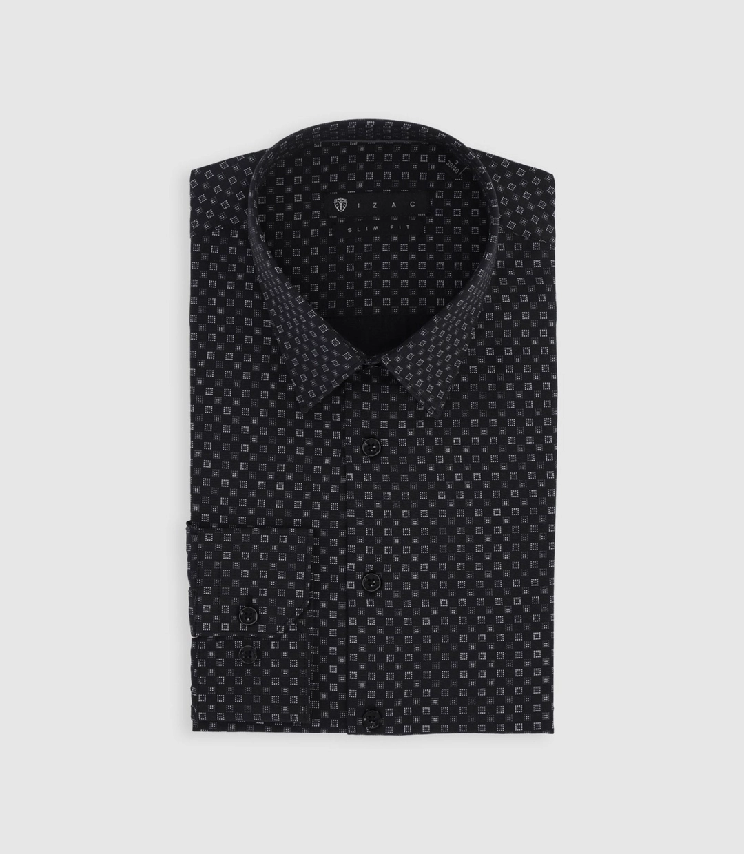 IZAC - Chemise imprimée micro motifs noire et grise PAMPA