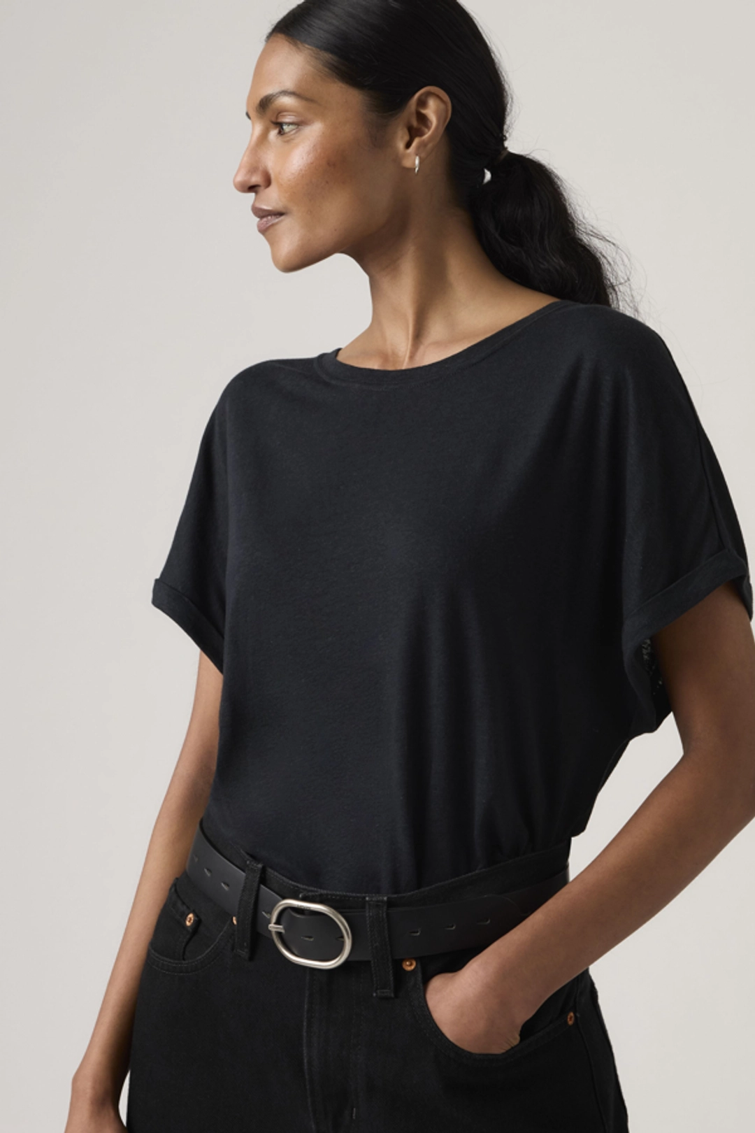Levi's T Shirt En Lin Manche Dolman Lori - Femme - Noir / Anthracite Night Linen - XS