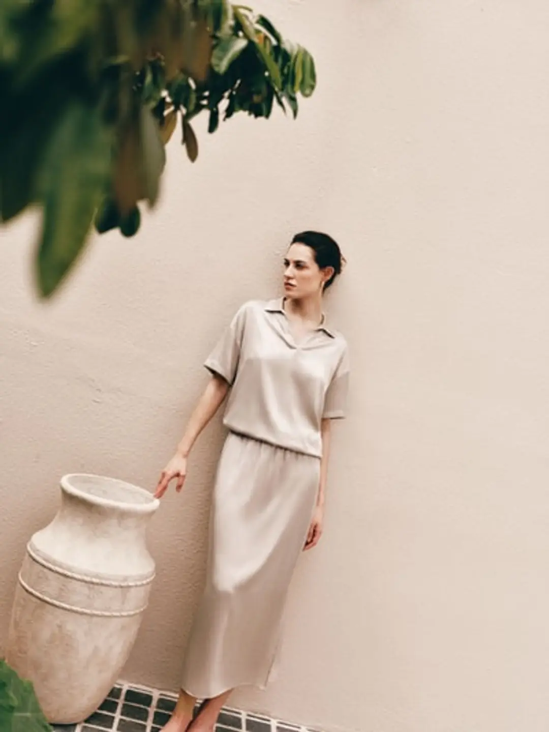 Haut Polo en Soie Charmeuse Lavable - Luxe Quotidien