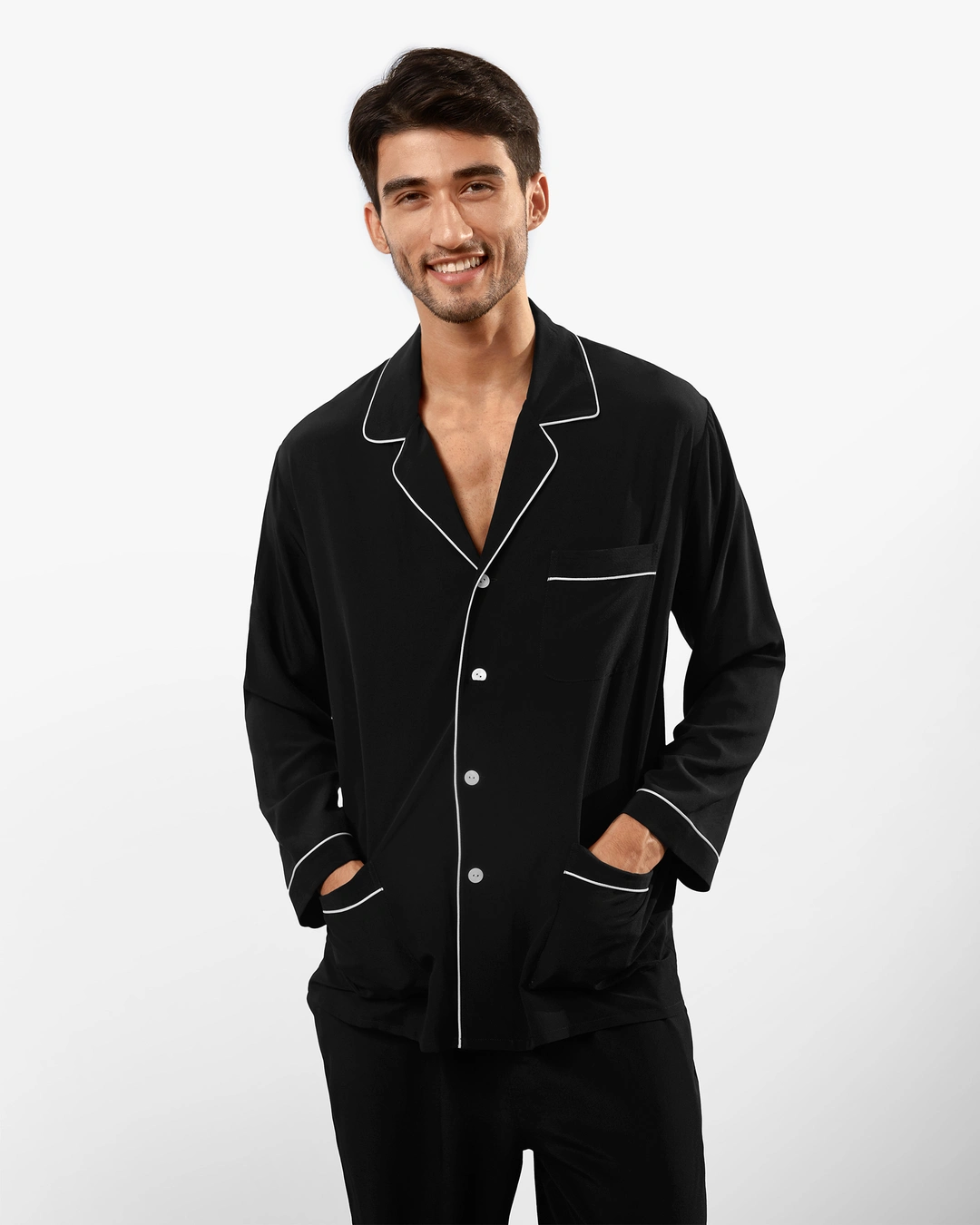 LILYSILK Pyjama Soie Femme Col Revers Noir XXL - Crêpe de Chine Doux et Respirant