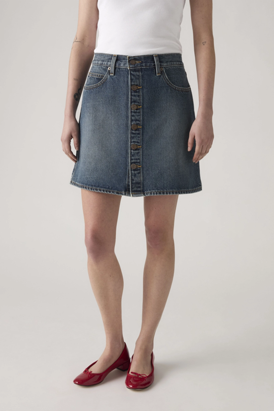 Levi's Jupe Boutonnée Devant Retro - Femme - Bleu / Eight Track Skirt - 32 - 2