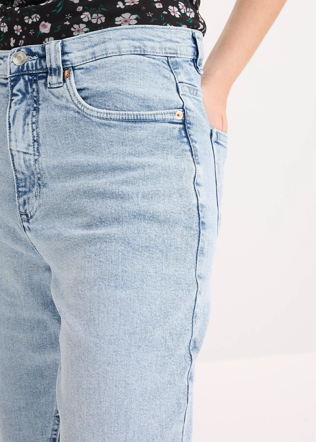 Jean large taille haute, peu extensible - 3