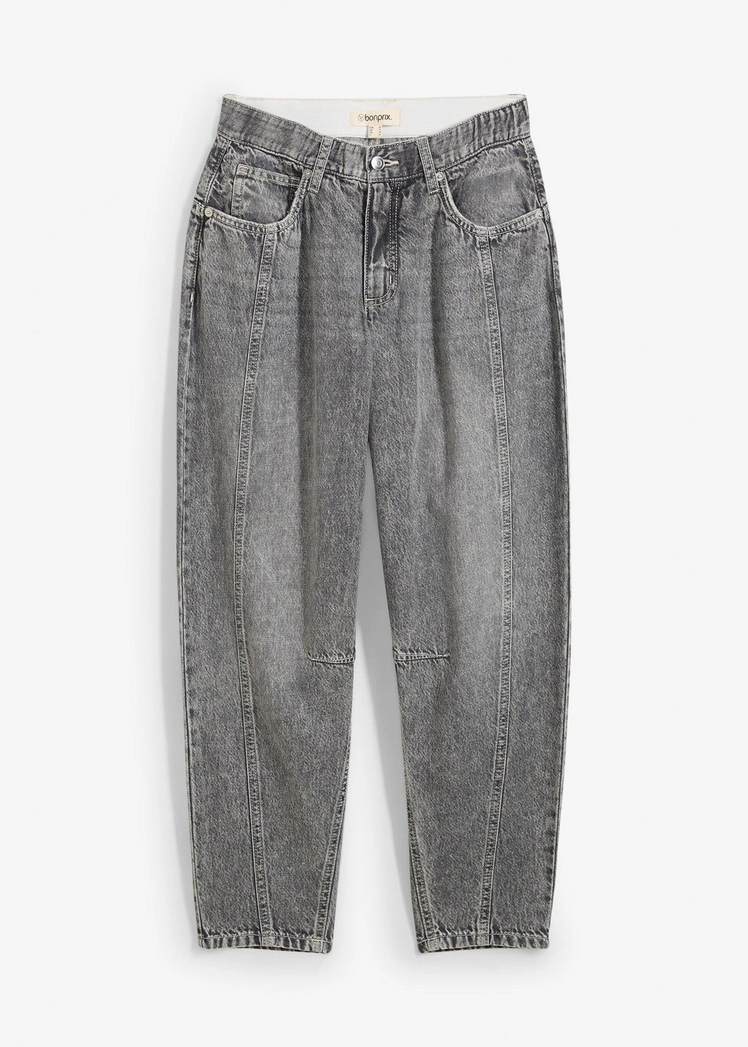 Jean barrel taille mi-haute, cropped
