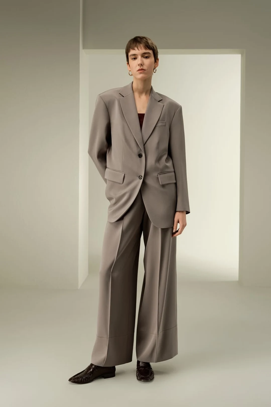 LILYSILK Blazer Oversize Épaules Rembourrées Femme Crêpe Soie Extensible Élégant Décontracté Feuille de Thé XL