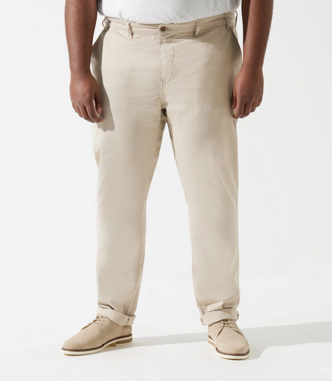 IZAC - Pantalon en coton stretch beige PACHELORBT