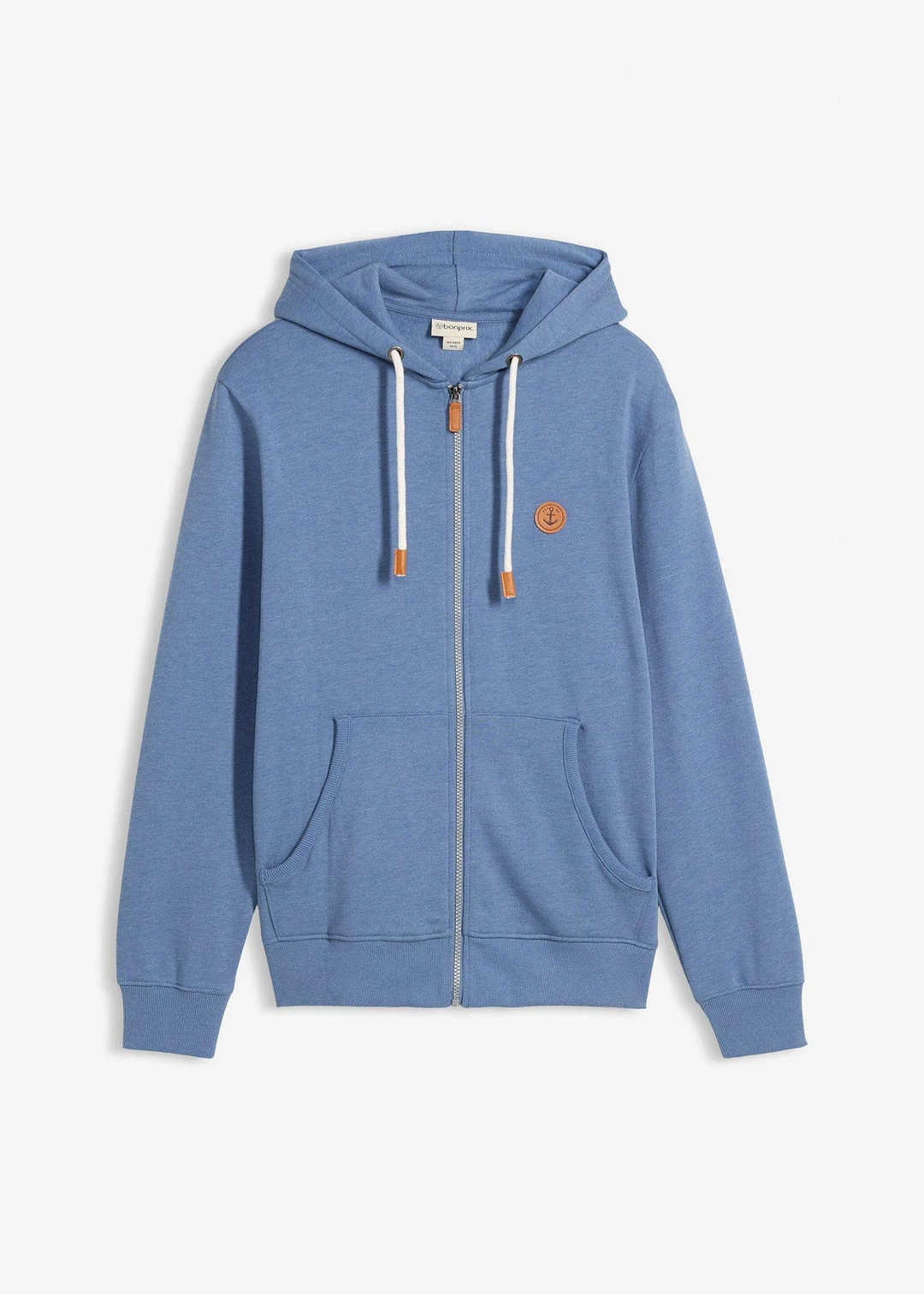 Sweat zippé à capuche et détails enduits