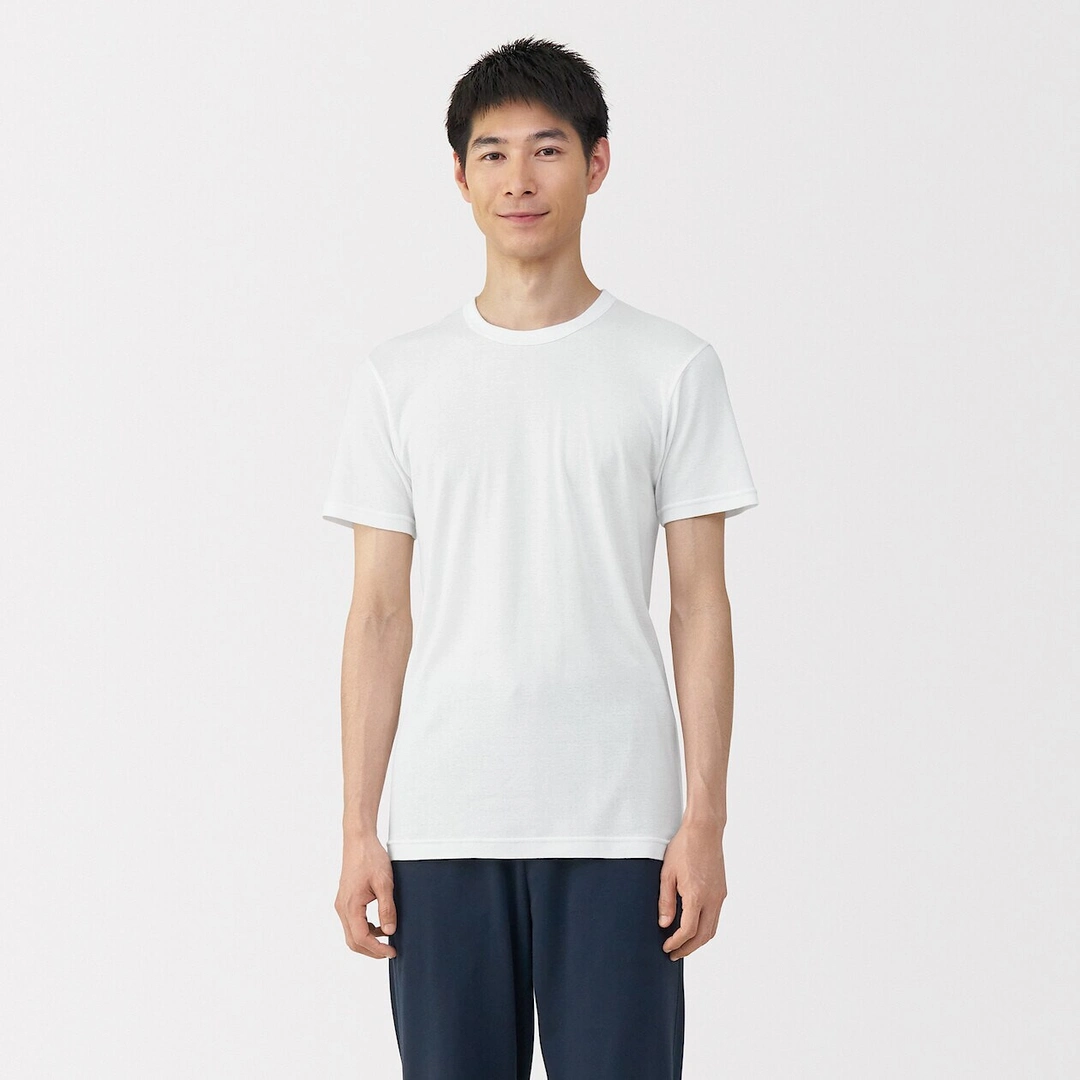 T‐shirt manches courtes col crew en coton chaud pour homme
