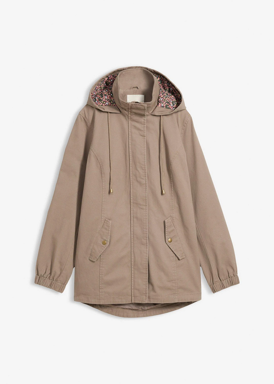 Parka de mi-saison en coton avec capuche imprimée