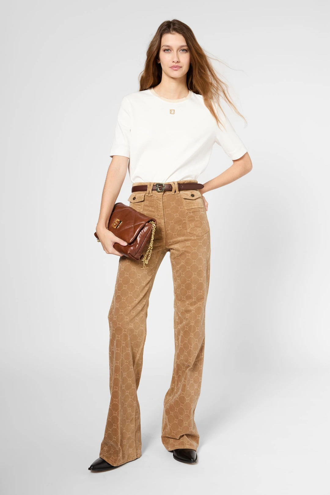 T-shirt en coton au col doré - GINETTE - Blanc