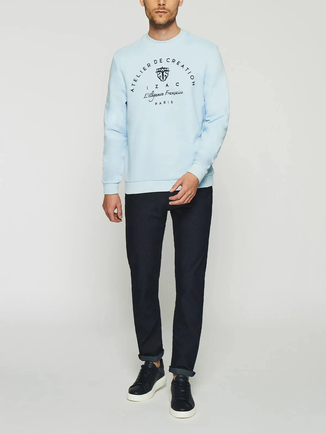 IZAC - Sweat à broderie ciel SWDURAN