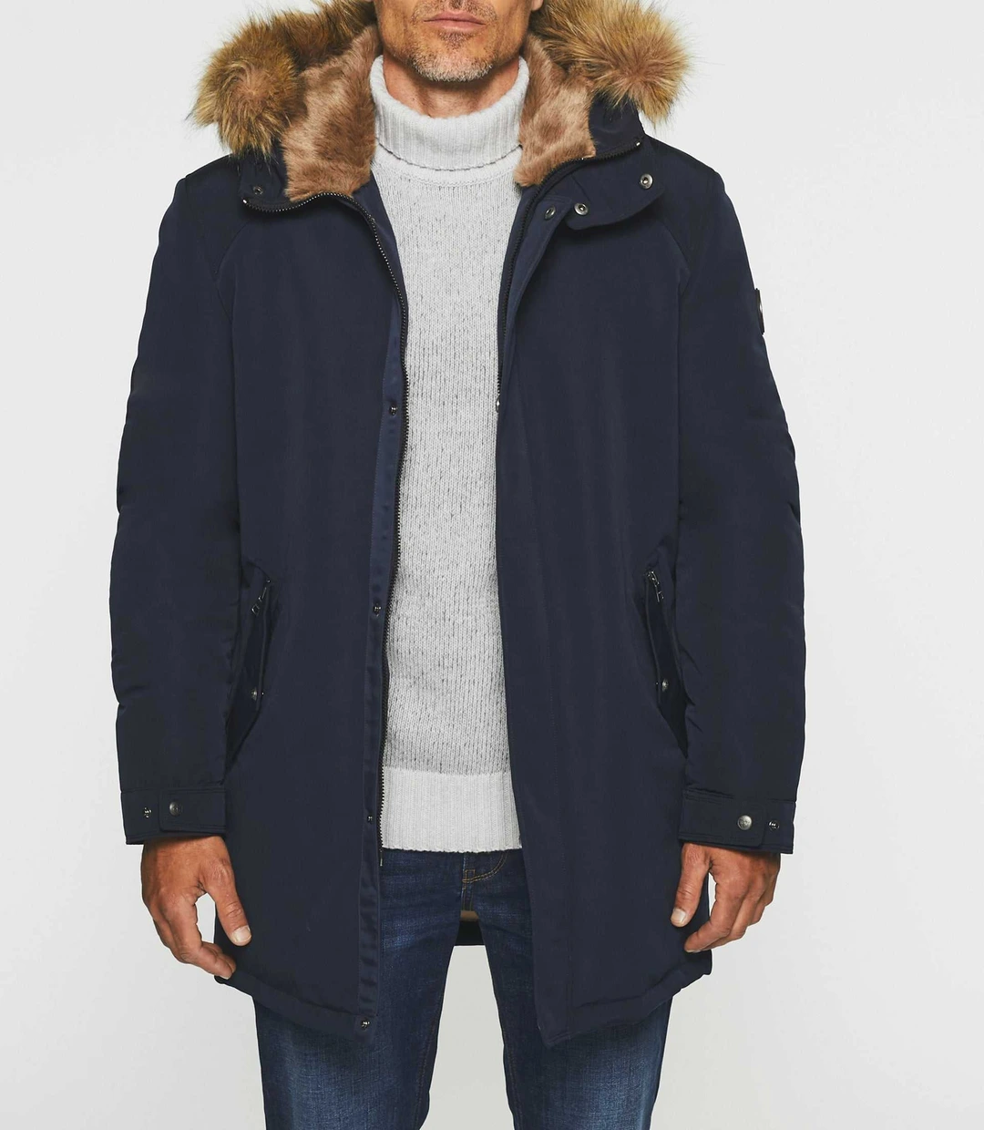 IZAC - Parka longue à capuche marine MANOURY