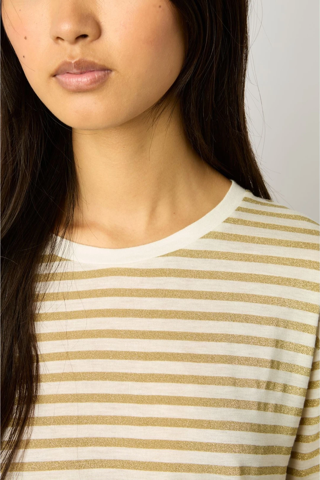 T-shirt à rayures en lurex - MIKE - Or - 3