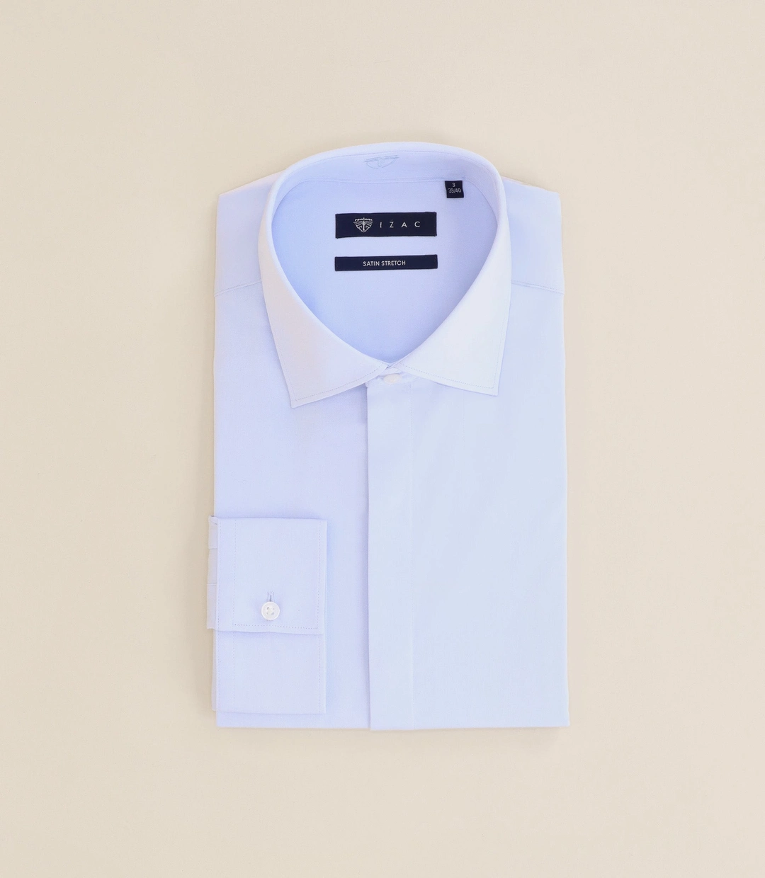 IZAC - Chemise ville satin de coton ciel