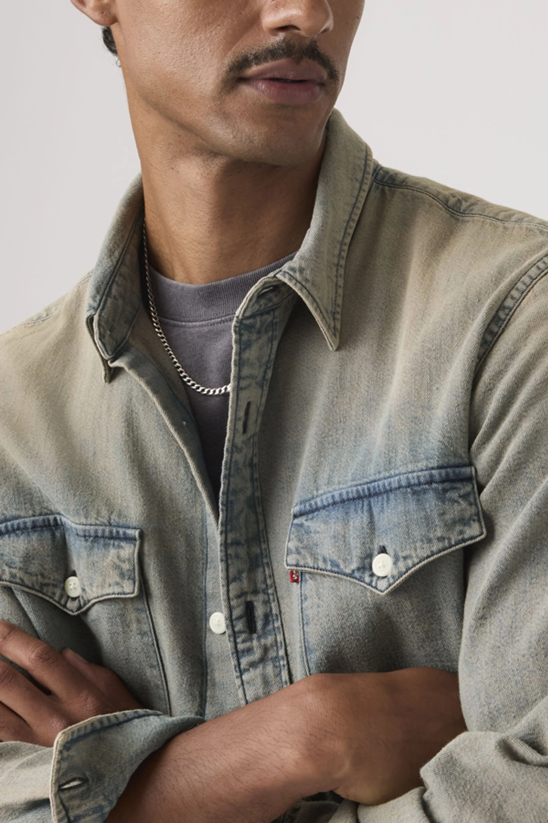 Levi's Chemise Western Relaxed - Homme - Bleu / Grand Dark Railroad Stripe - 2XL - 2
