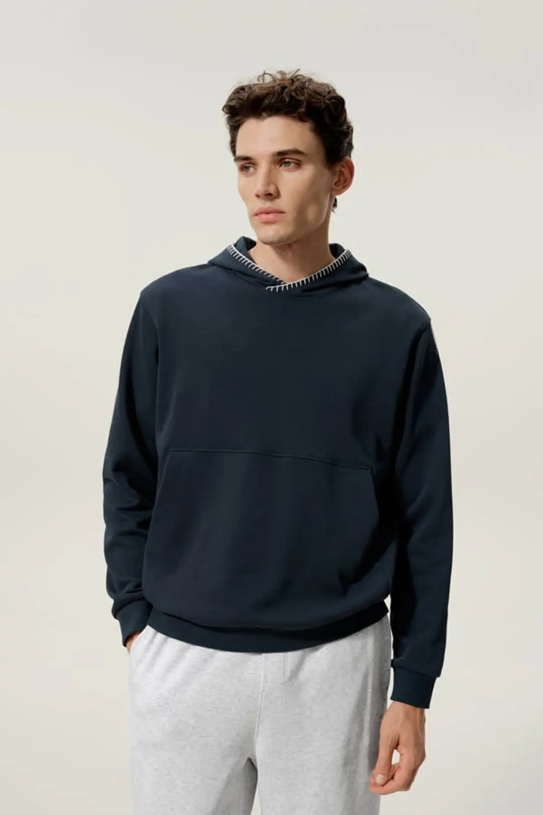 LILYSILK Homme Sweat à Capuche Luxe en Soie Bouclée Épais avec Poche Kangourou Husky S