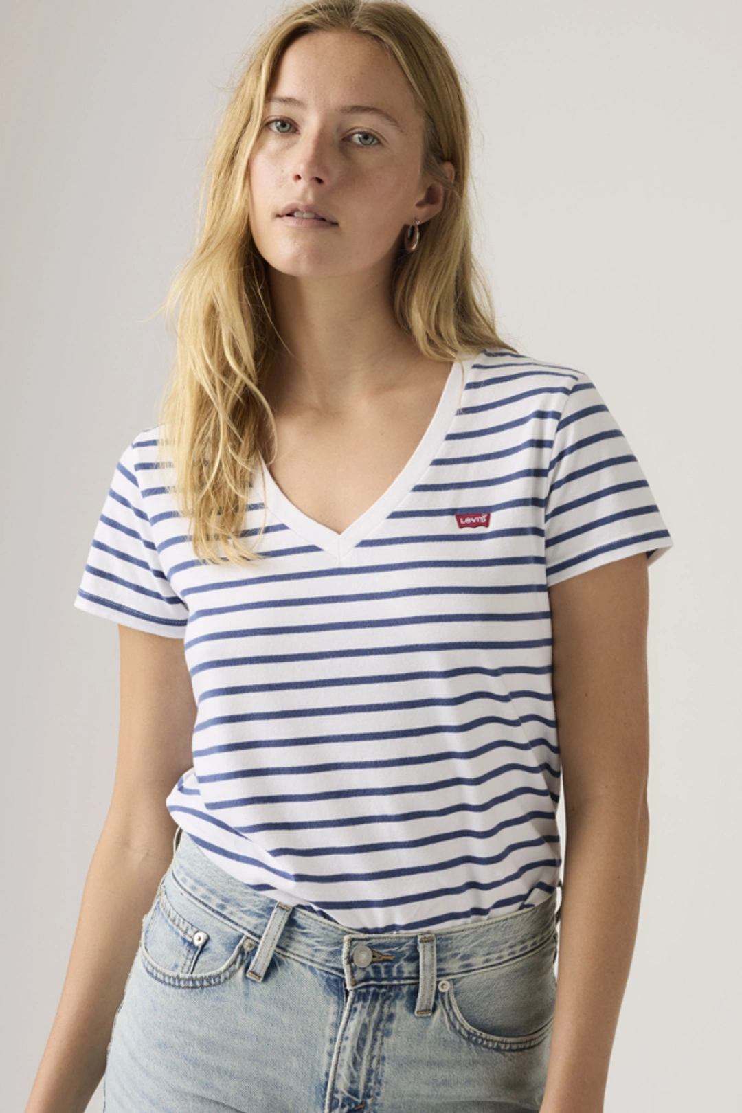 Levi's T Shirt Col V Perfect - Femme - Bleu / Pale Blue - XS