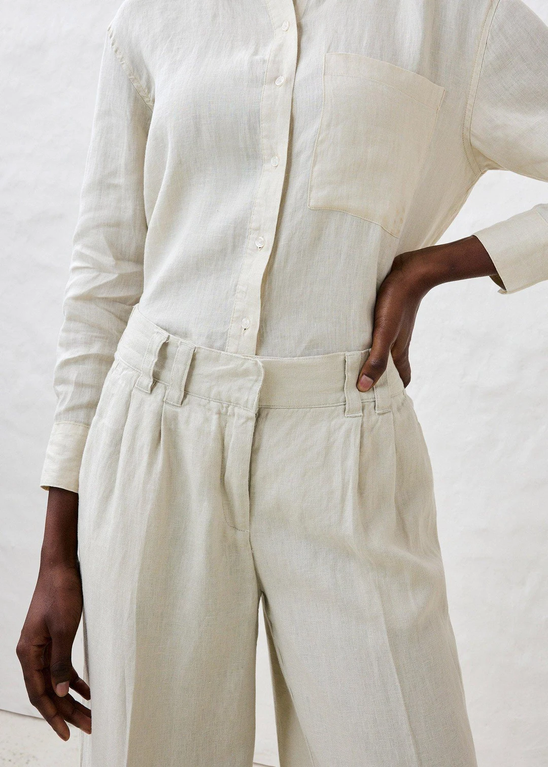 Pantalon à pinces 100% lin
