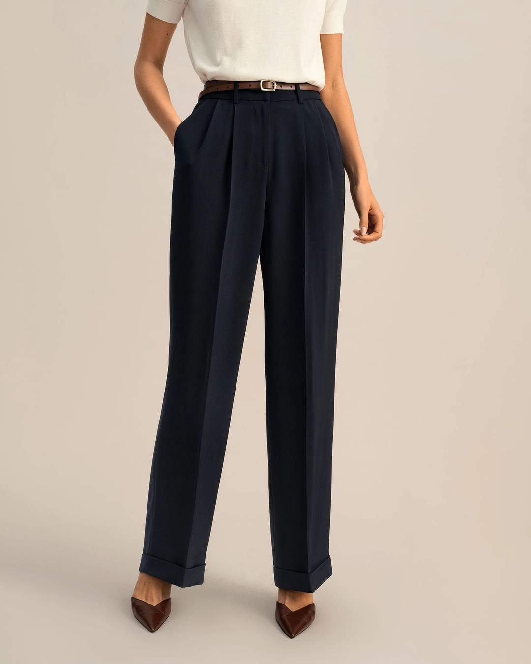 LILYSILK Pantalon Soie Pour Femmes Légère Et Résistante Aux Plis Soie De Haute Qualité Convient À Toutes Les Saisons Bleu Minuit Petite 38