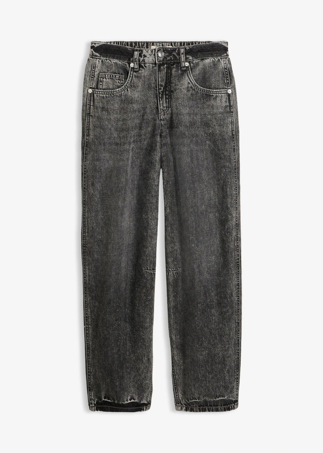 Jean ballon taille mi-haute, doux et cropped