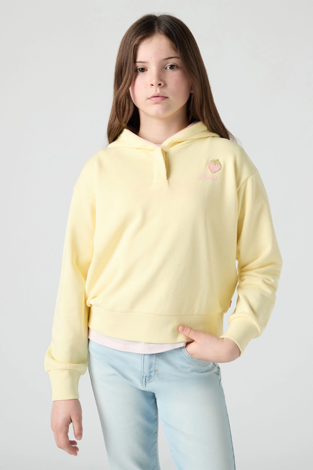 Levi's Teenager Ribbed Raglan Full Zip Hoodie - Femme - Rose / Crystal Pink - 14A