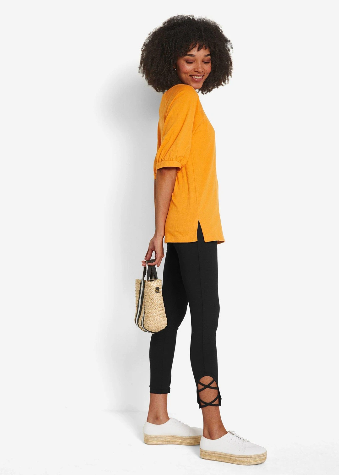 Legging coton 7/8 taille haute et confortable