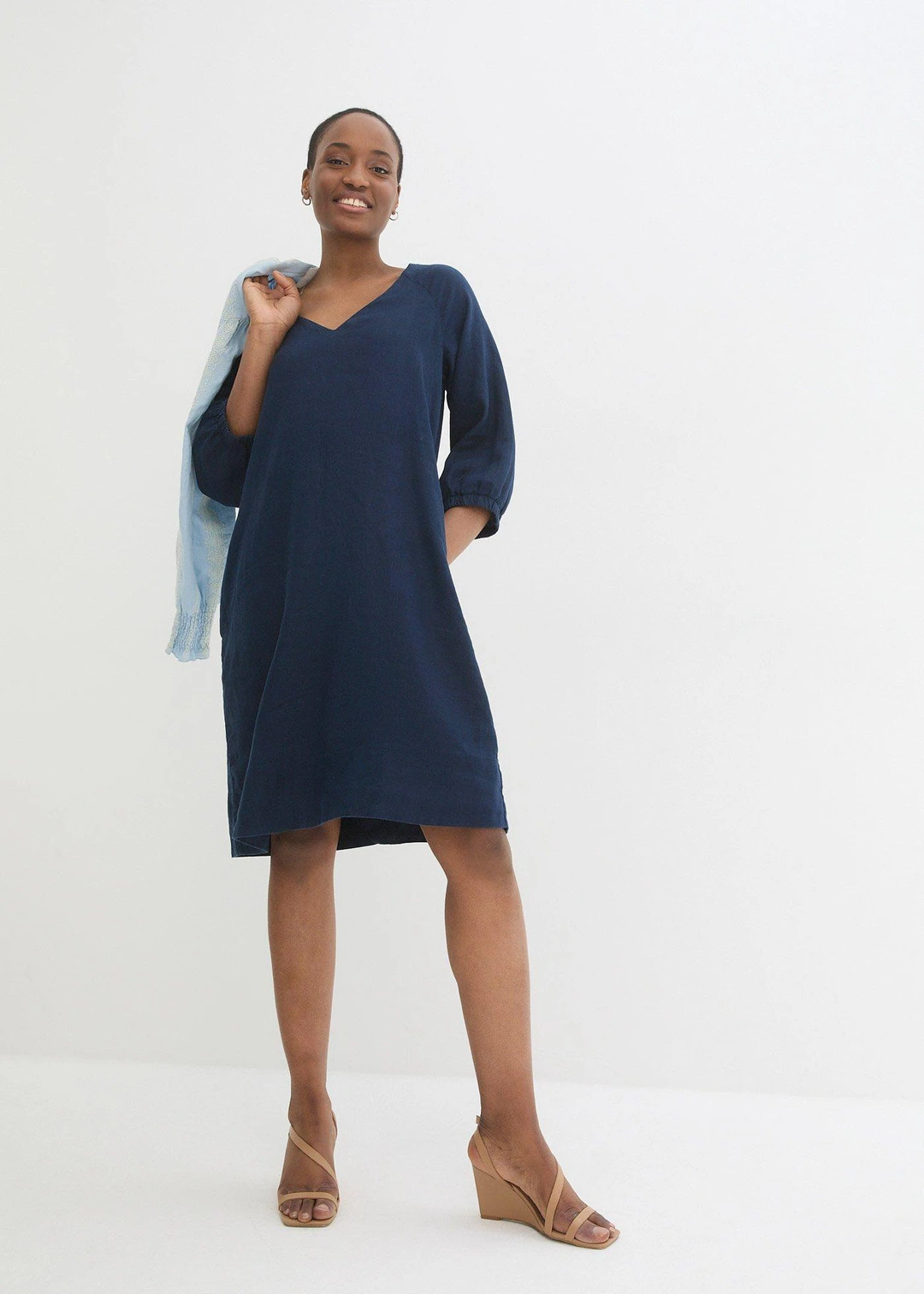 Robe 100 % lin, manches 3/4 - 2