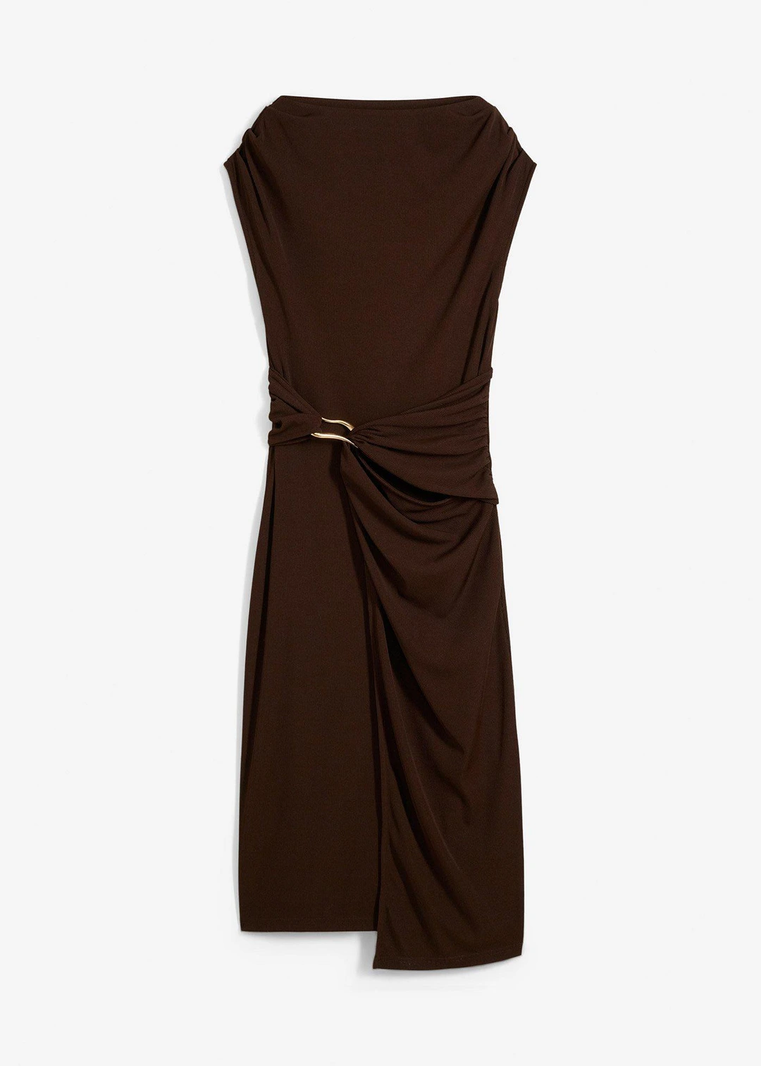 Robe midi côtelée avec drapé